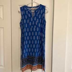 Loft Blue Shift Dress with tie waist